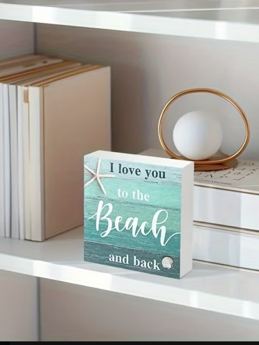 Coastal "I Love You to the Beach and Back" Decorative Block - Teal - Picture 1 of 6